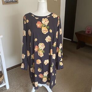 LOFT Black Floral Dress